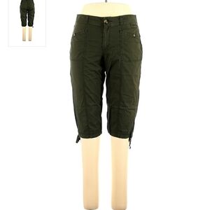 Dockers Dark Green Capri Pants Shorts Women's Size 14 Tie Leg Casual Neutral EUC